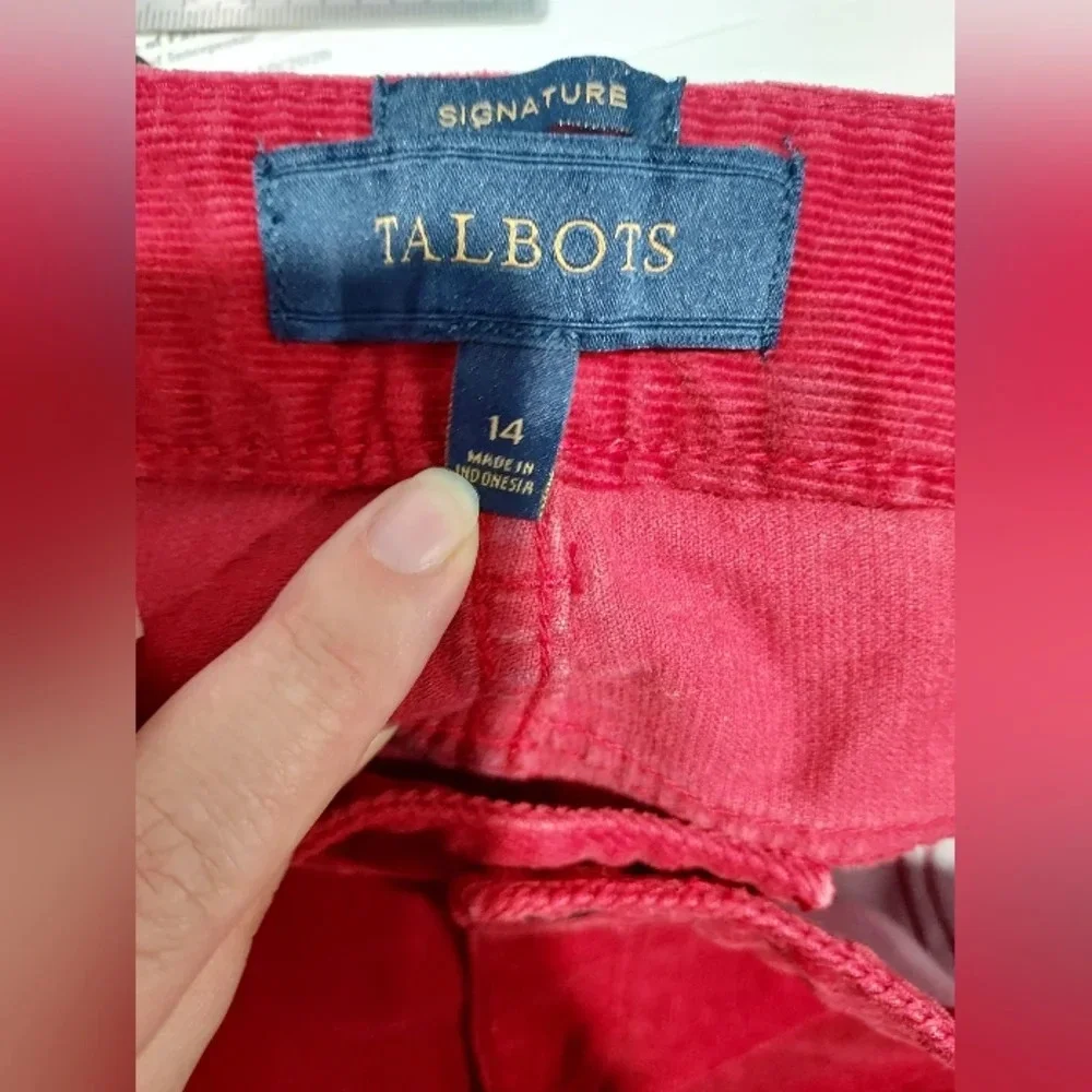 Signature Talbots Red Corduroy Straight Leg Pants in Size 14
